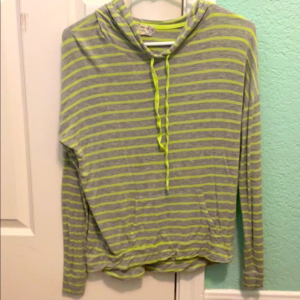 Thin Green and Grey Striped Sweater